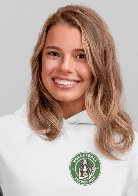 VOLLEYBALL SERVED HOT small logo Hoodie