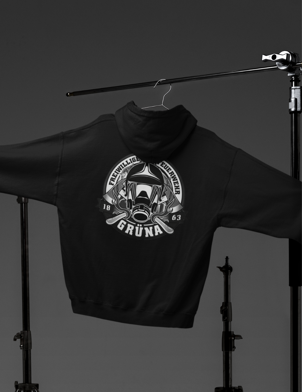 Feuerwehr Hoodie Schwarzweiß